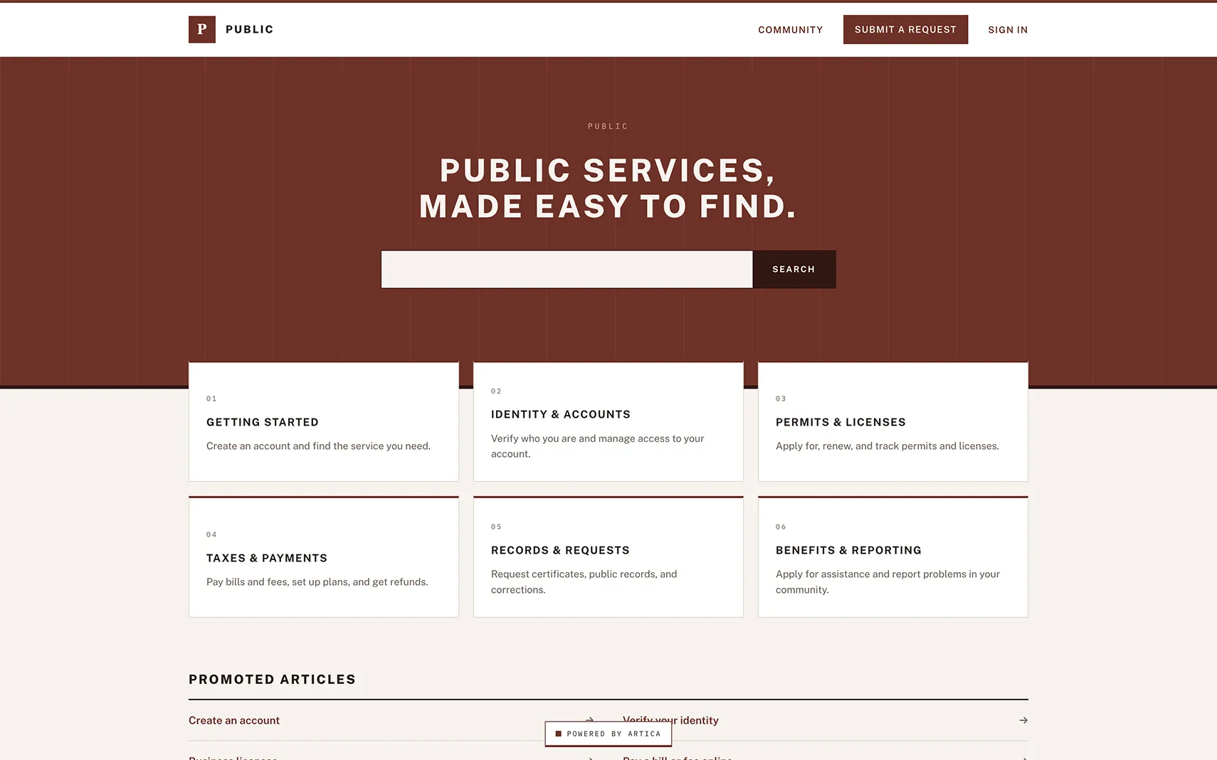 Public help center theme