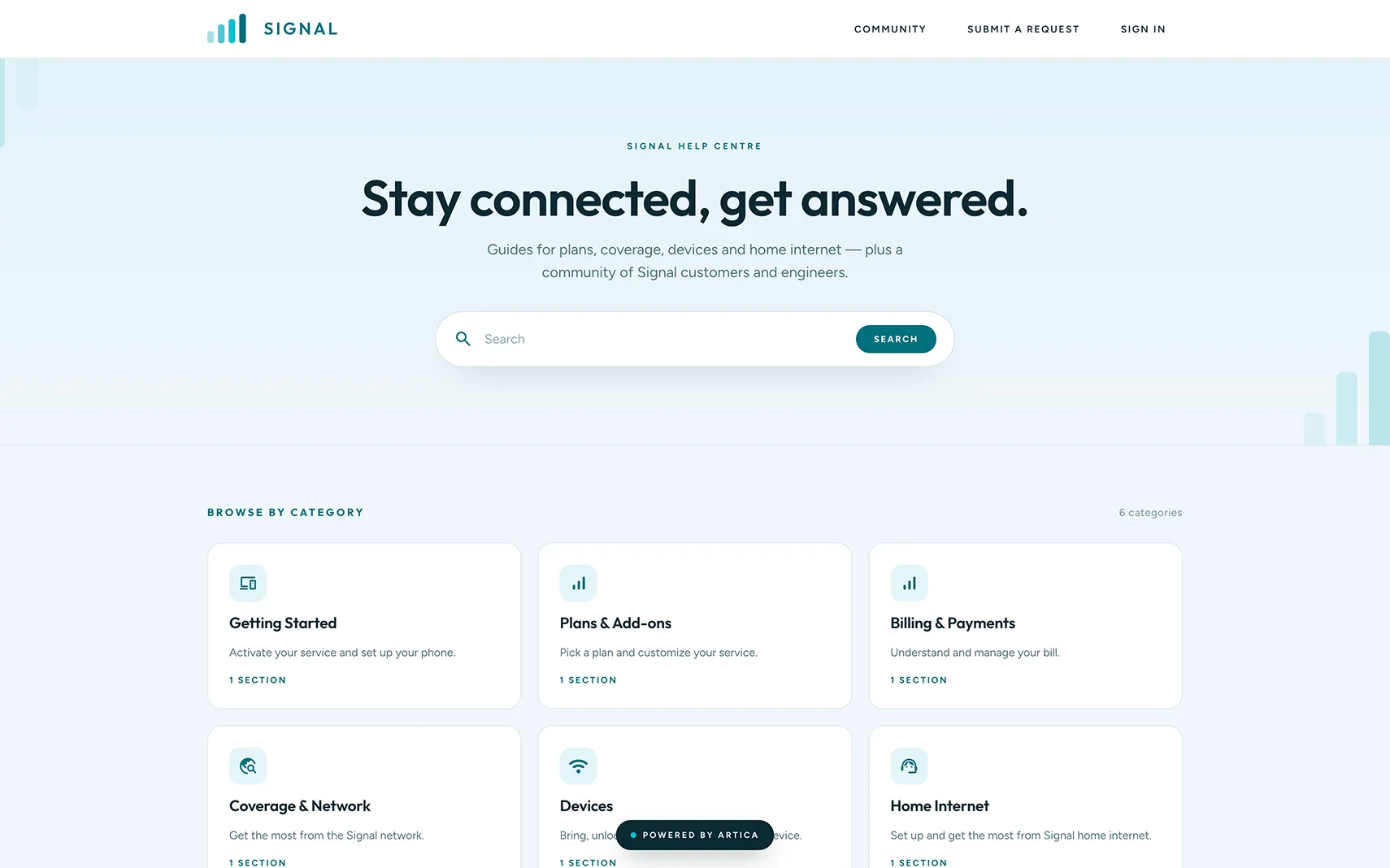 Signal help center theme