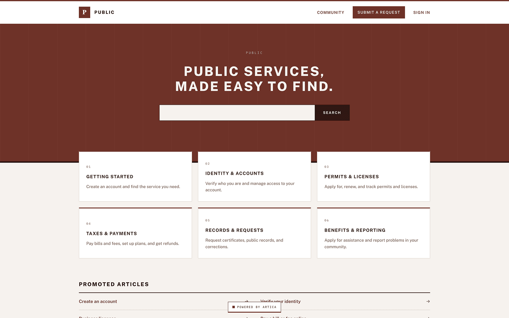 Public help center theme
