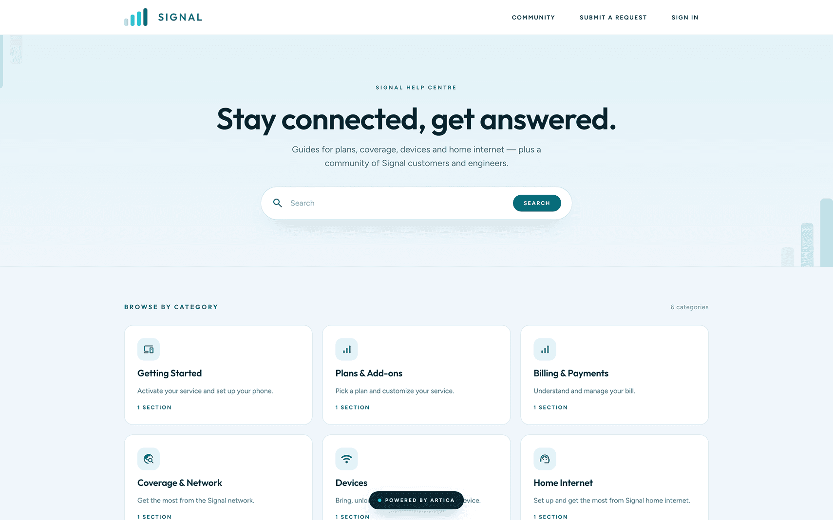 Signal help center theme